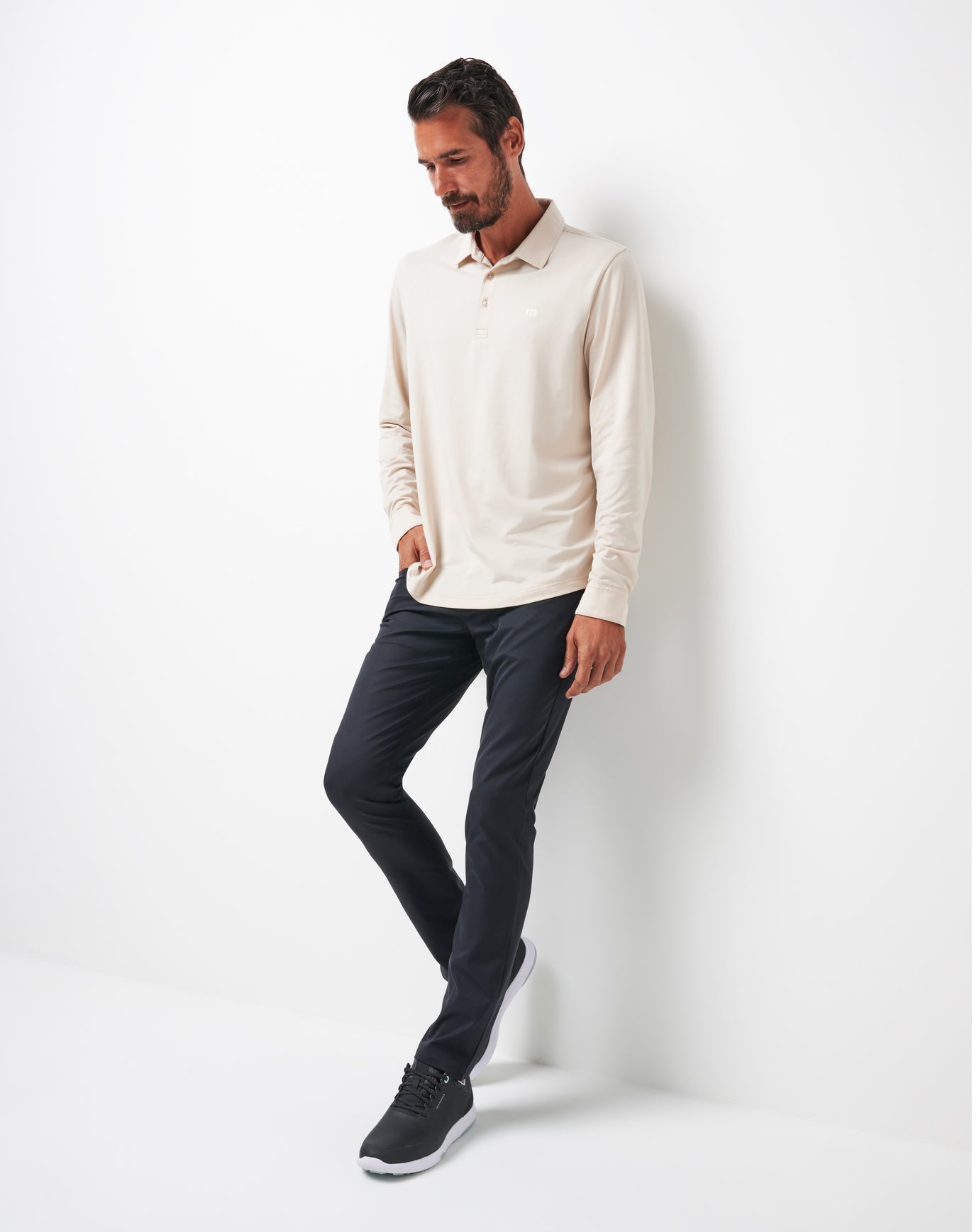 Men Featherweight Long Sleeve Polo