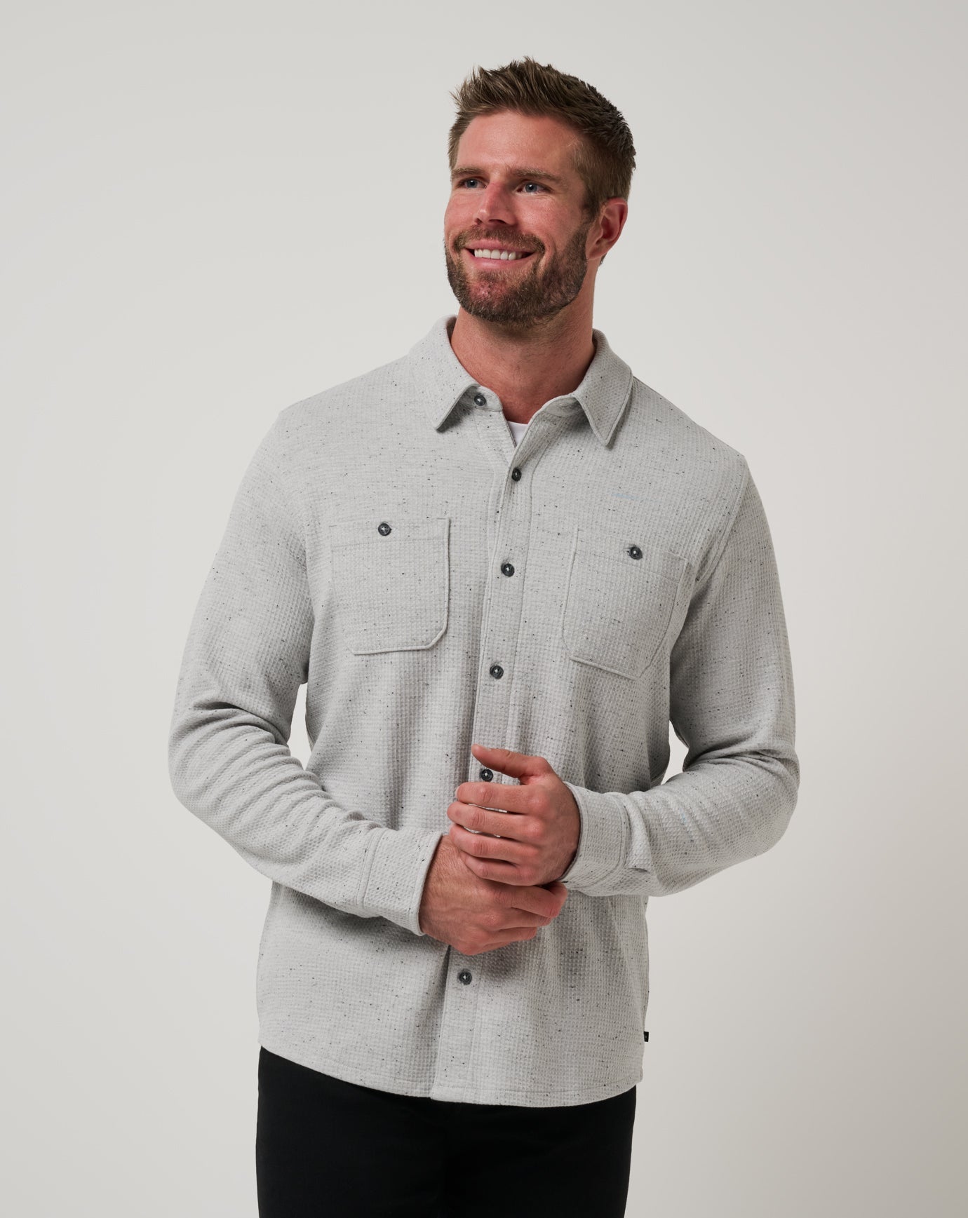 Men Cloud Waffle Shirt Jacket