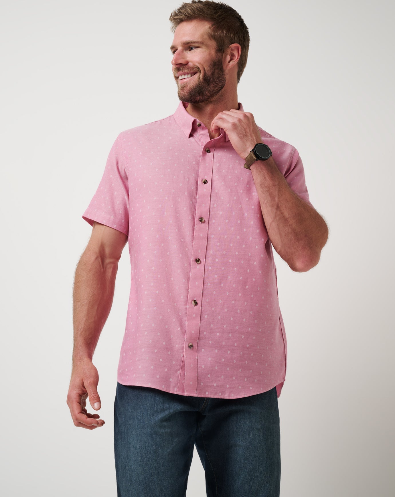 Men Early Check In Button-Up