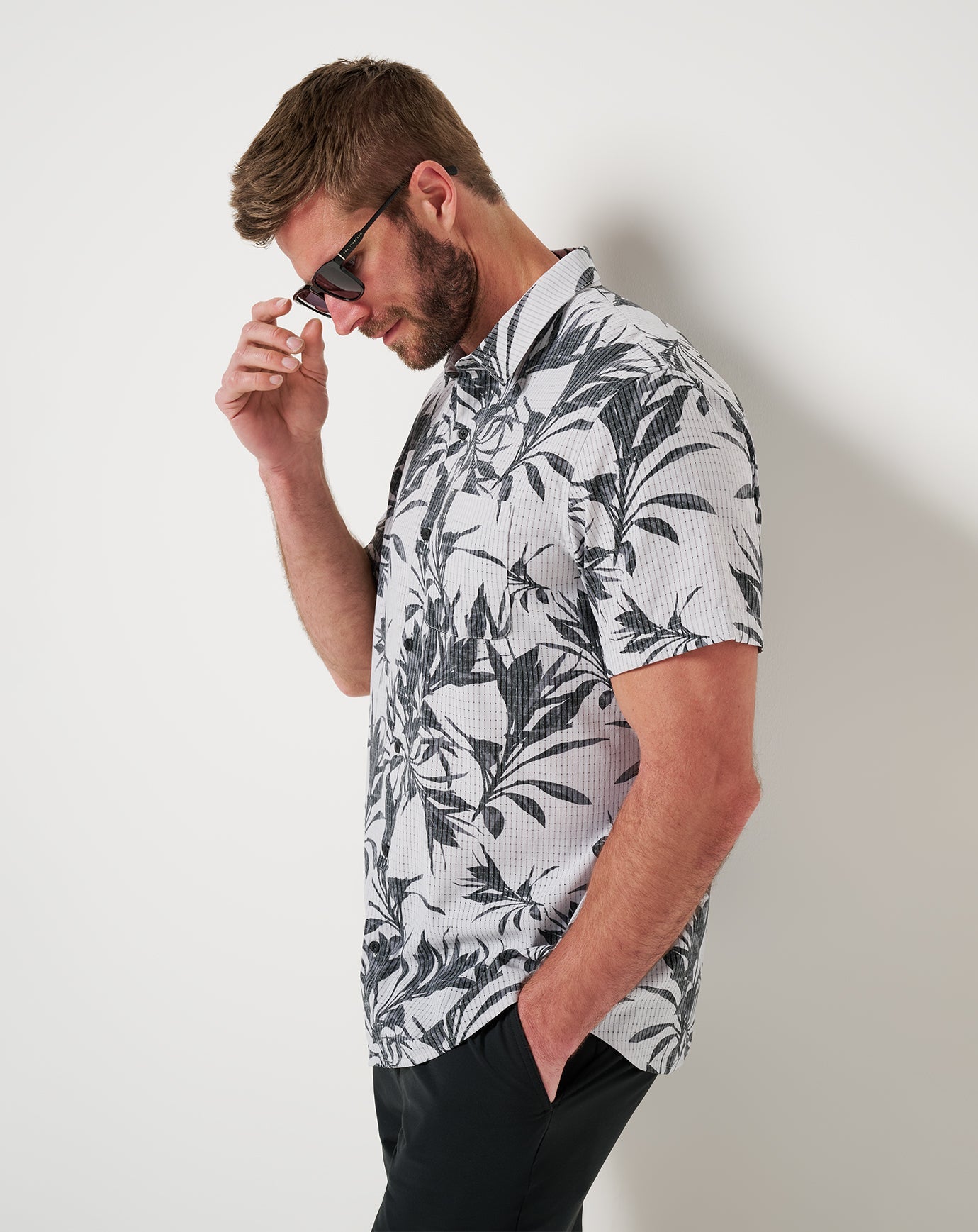 Men Light Map Button-Up