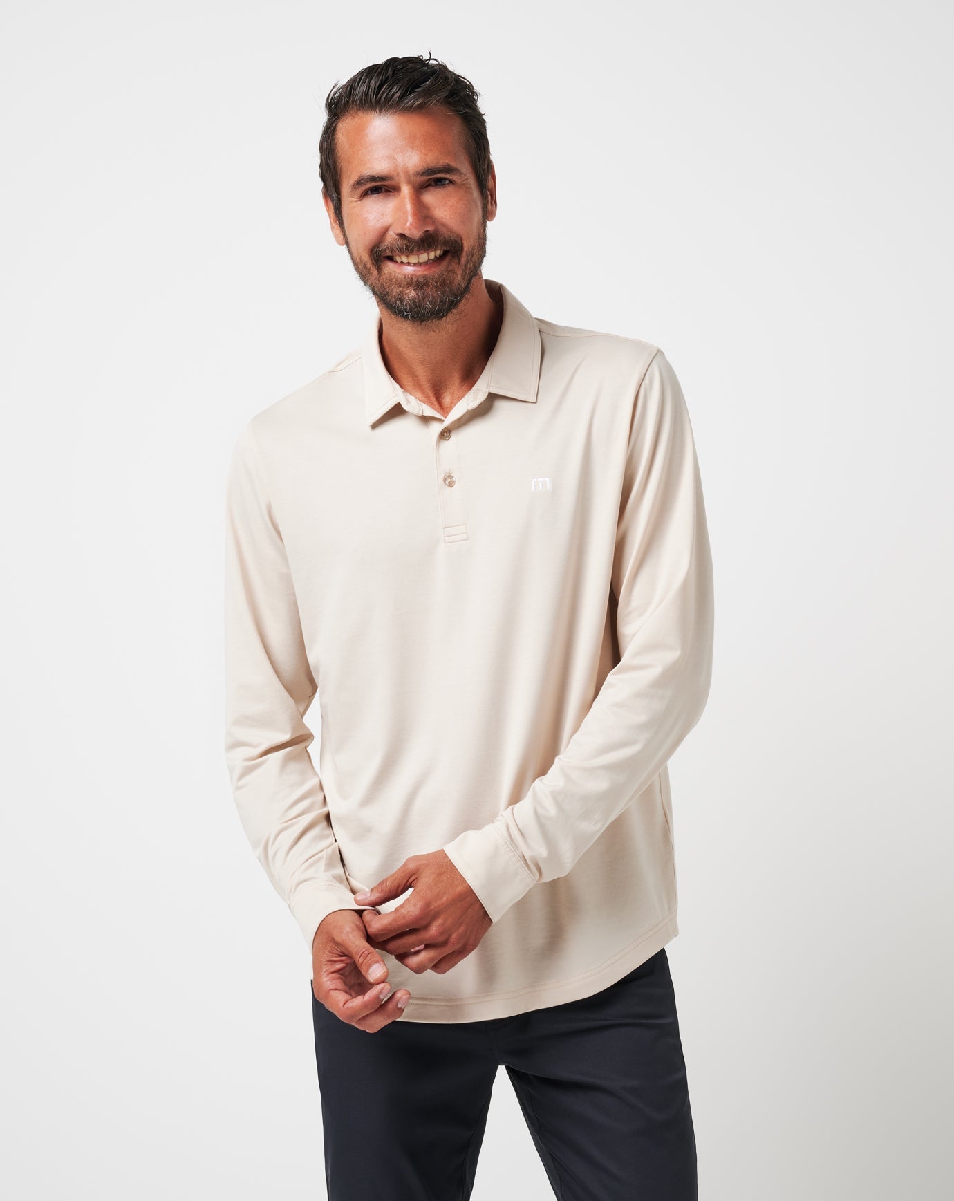 Men Featherweight Long Sleeve Polo