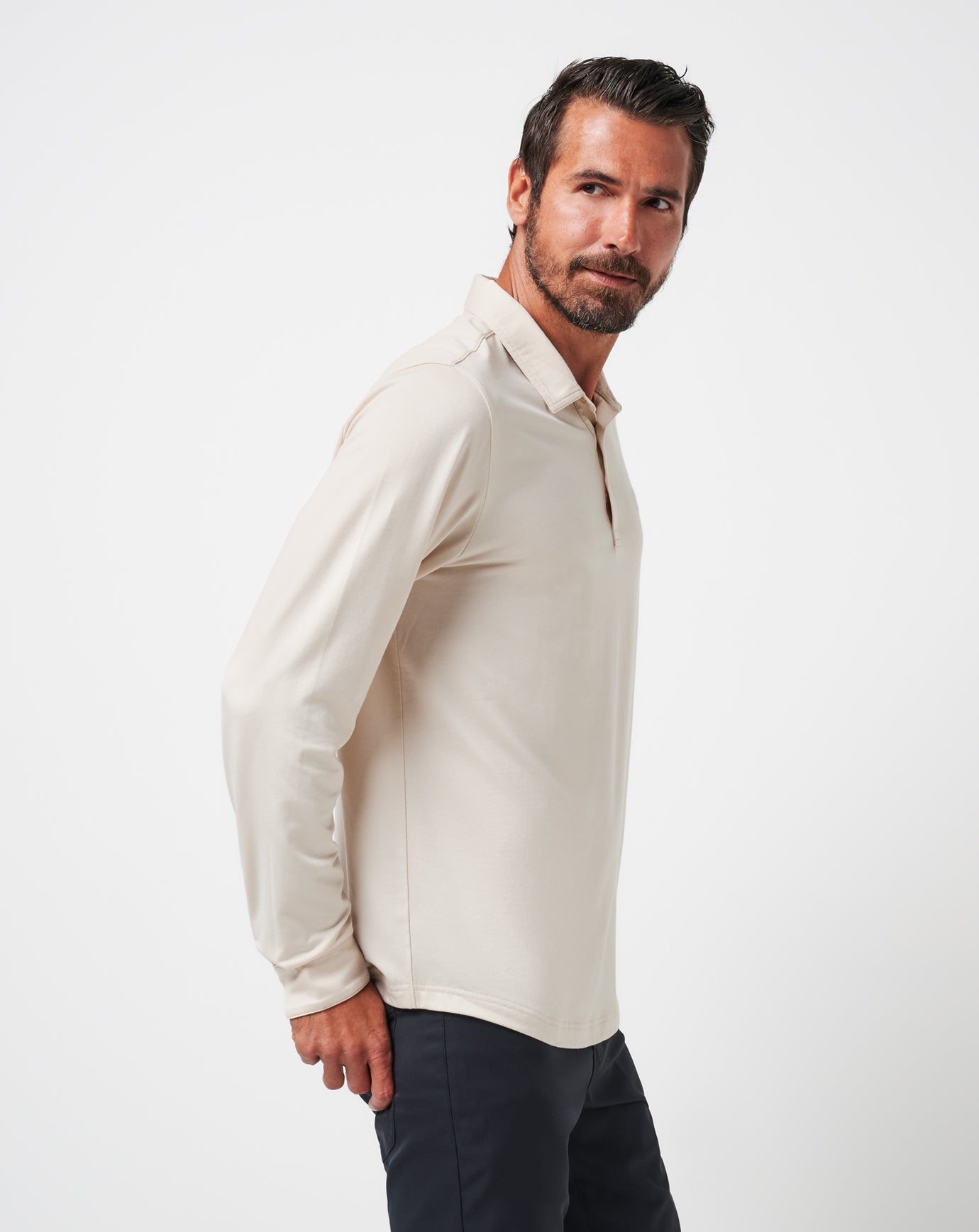 Men Featherweight Long Sleeve Polo