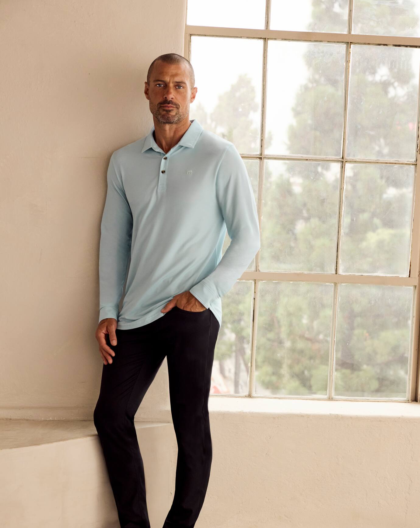 Men Featherweight Long Sleeve Polo