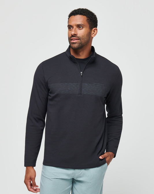 Men Upgraded Fleece Chest Stripe Quarter Zip
