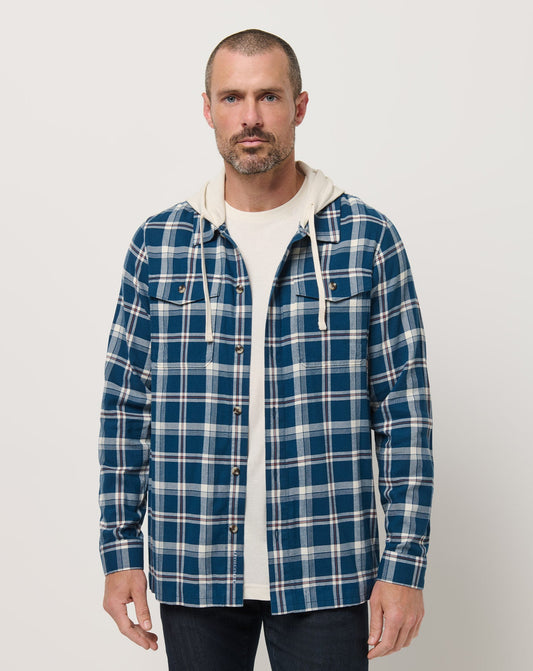 Men Cloud Flannel Hooded Button-Up