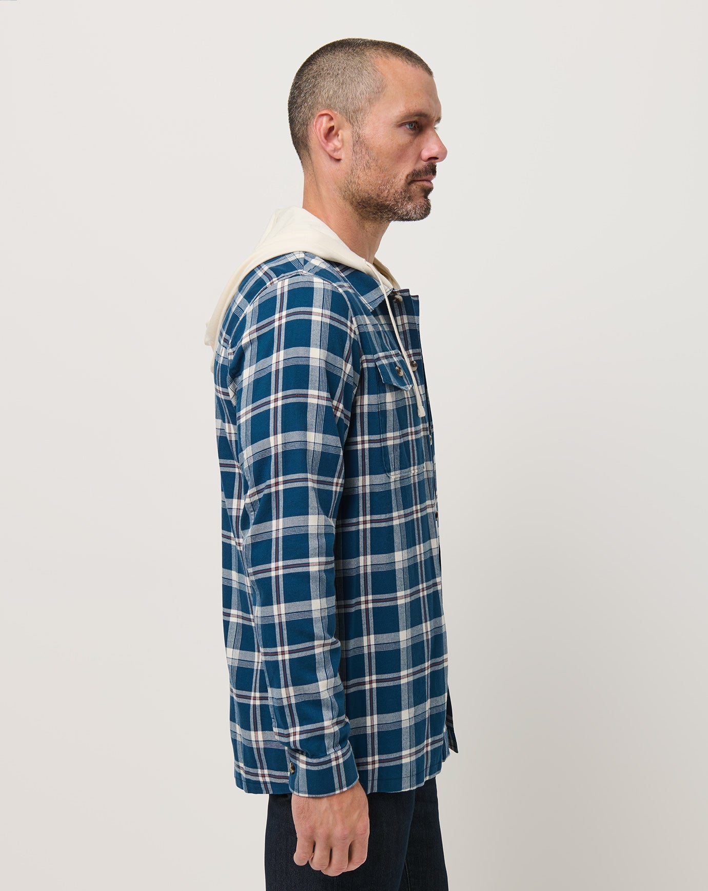 Men Cloud Flannel Hooded Button-Up