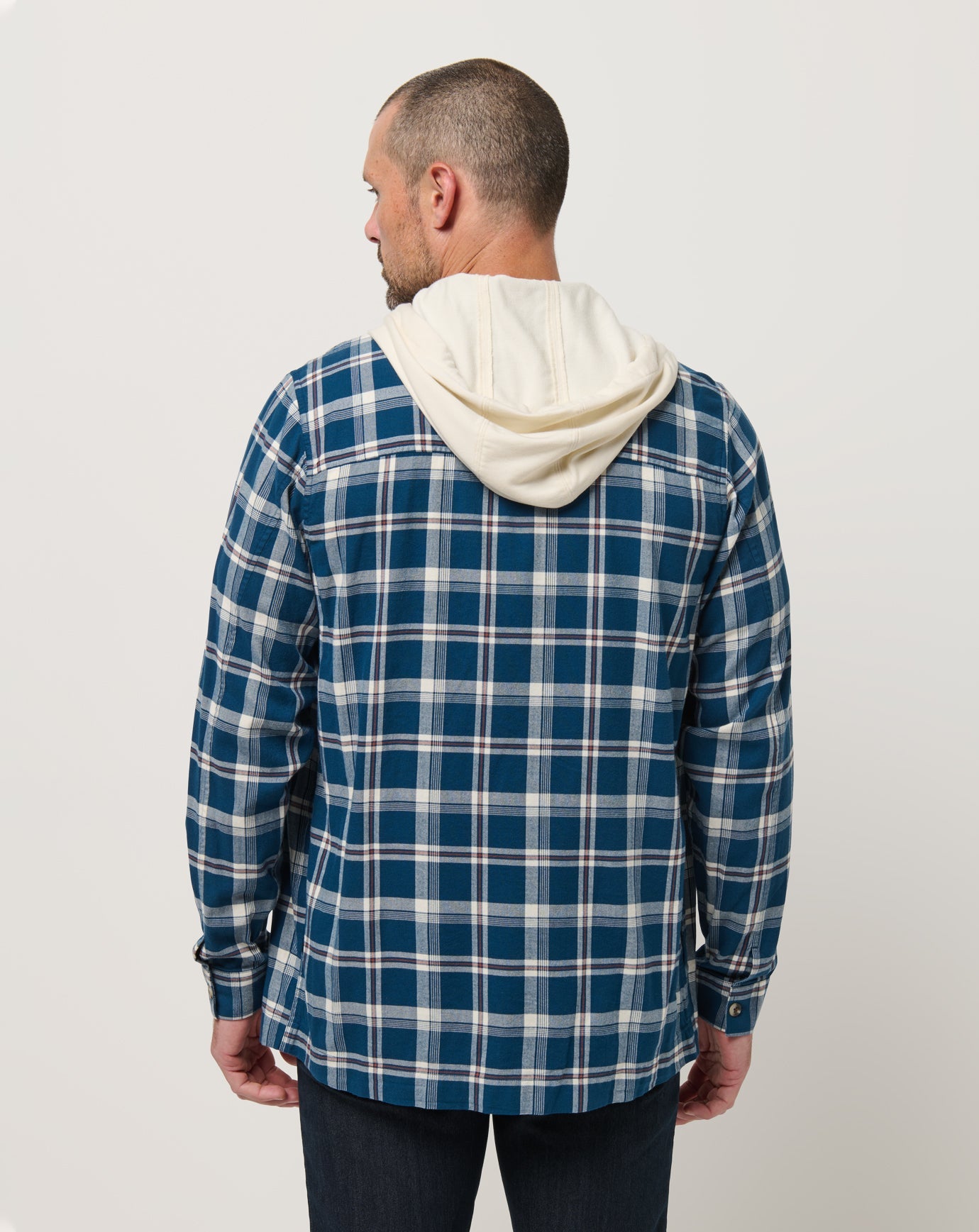 Men Cloud Flannel Hooded Button-Up