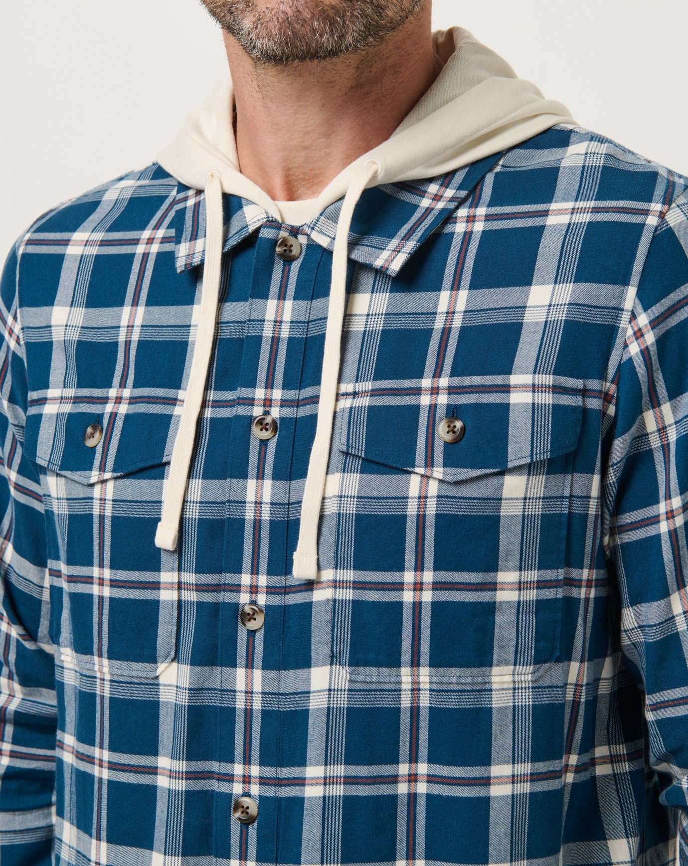 Men Cloud Flannel Hooded Button-Up