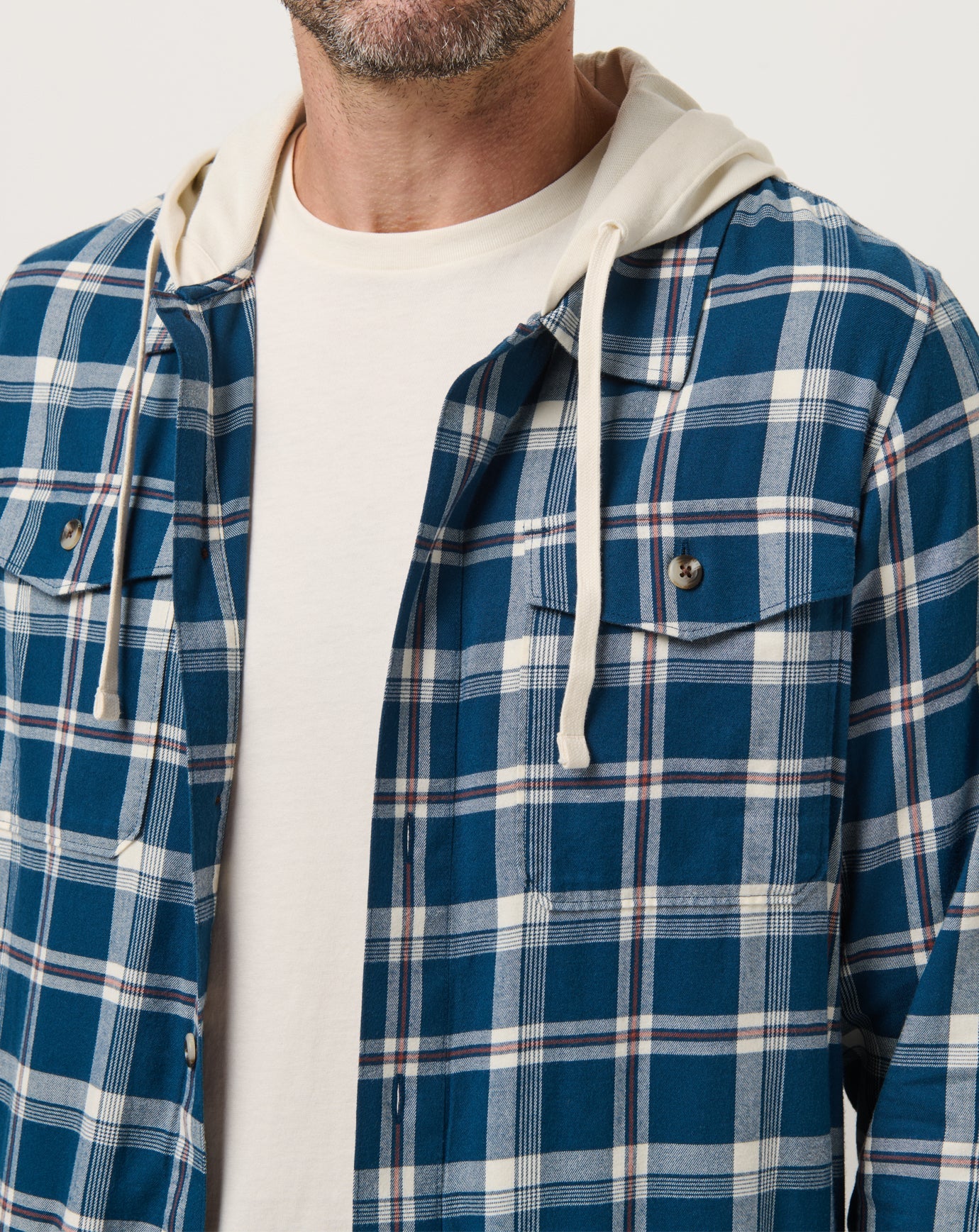 Men Cloud Flannel Hooded Button-Up
