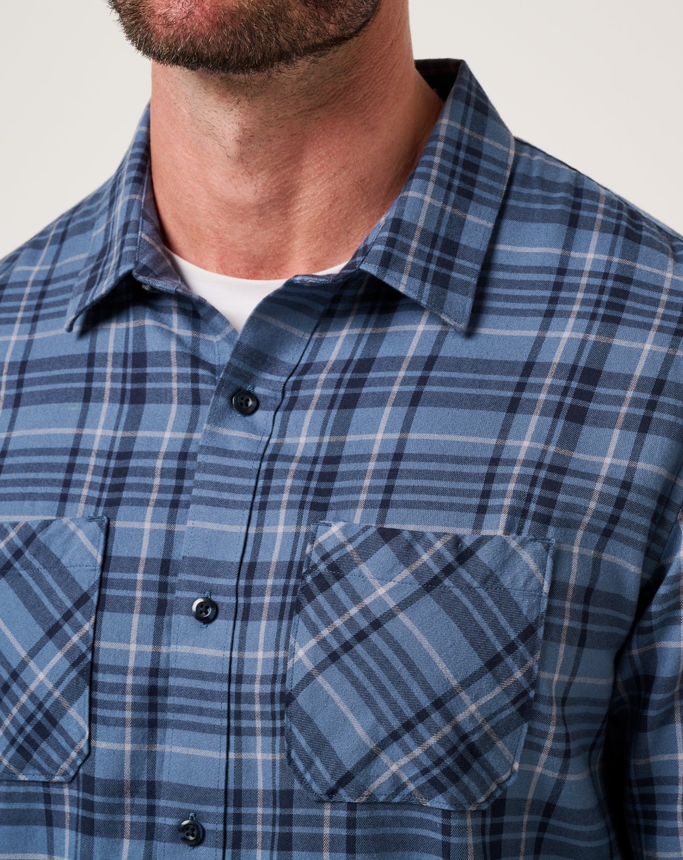 Men Cloud Flannel Plaid Button-Up