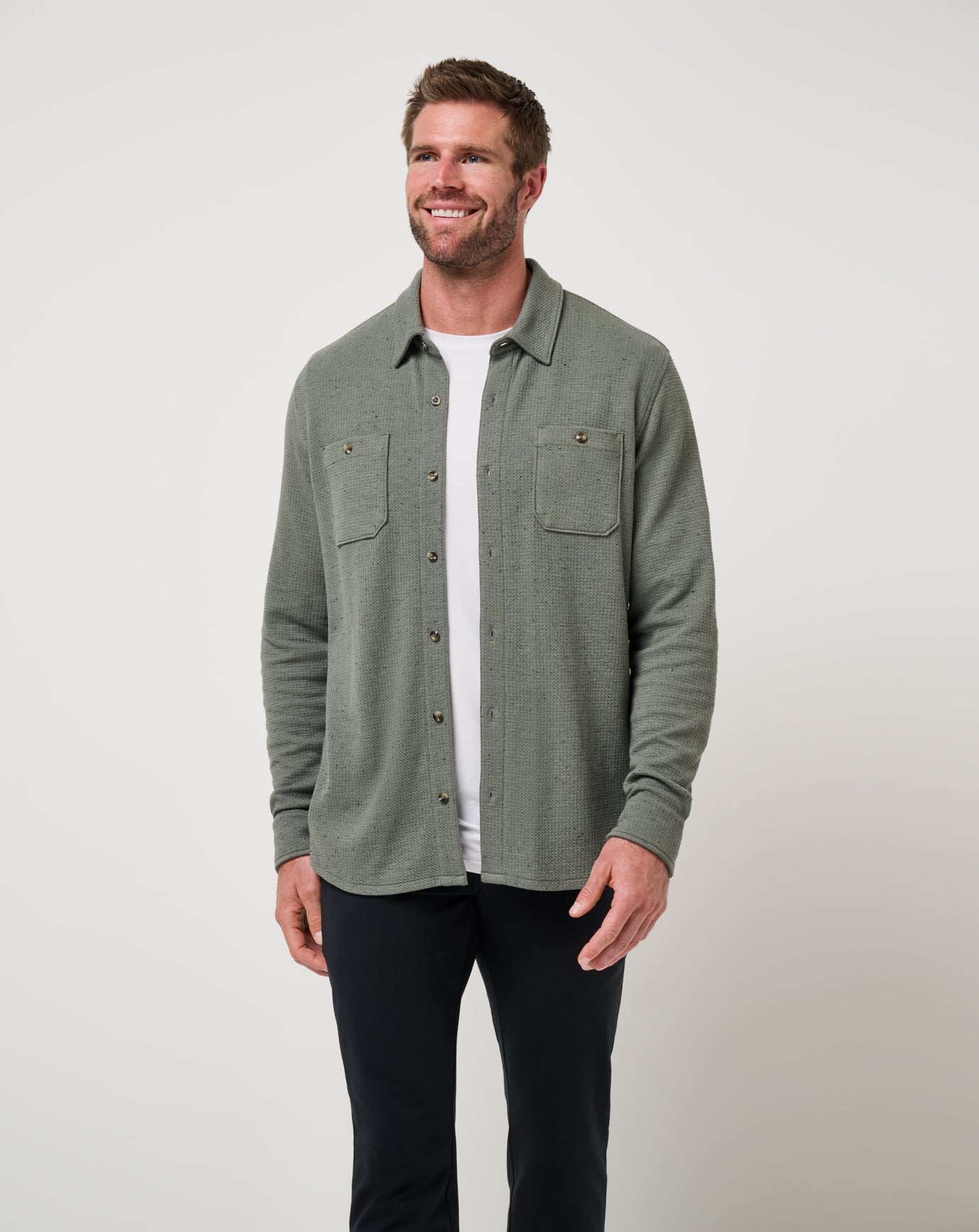 Men Cloud Waffle Shirt Jacket