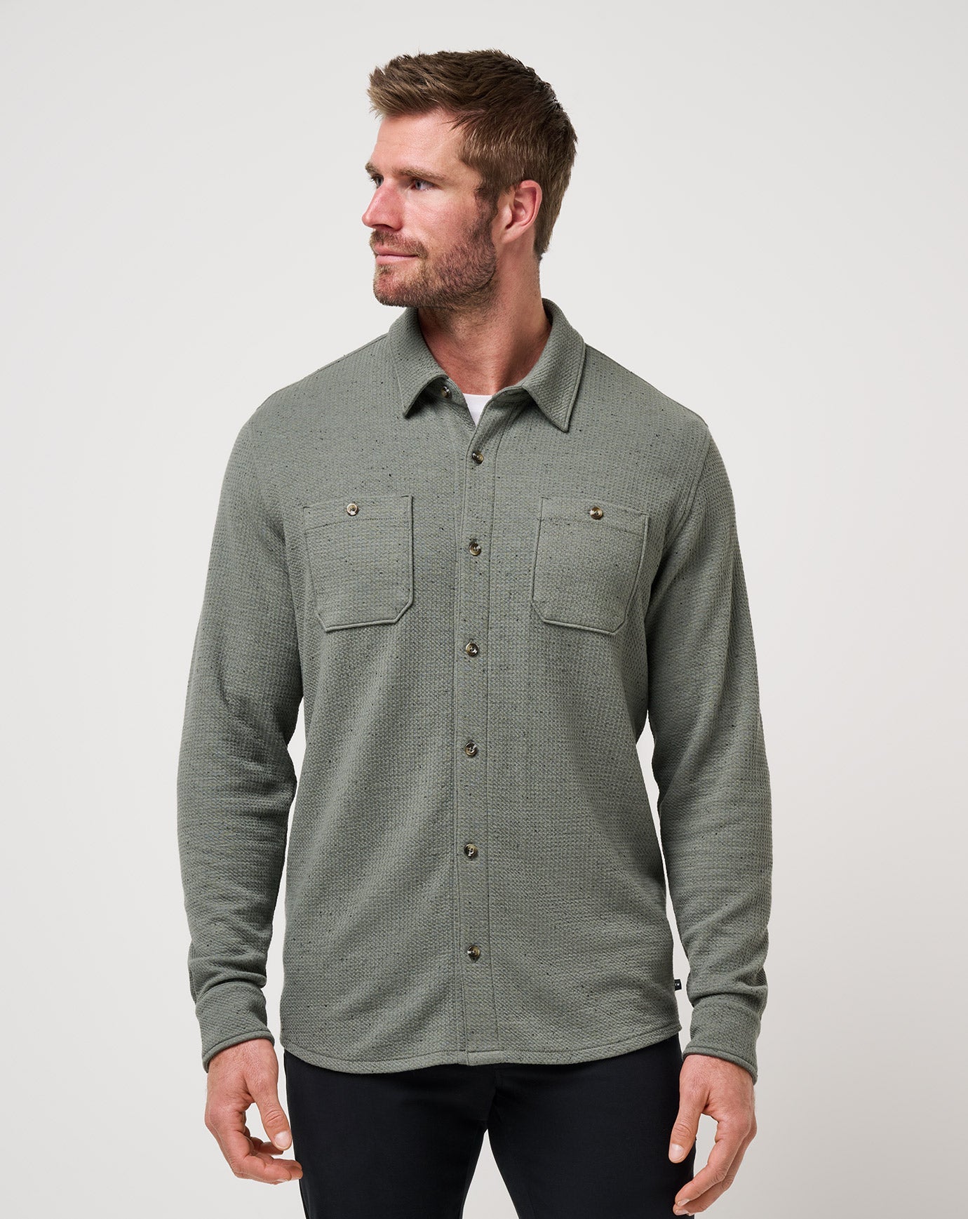 Men Cloud Waffle Shirt Jacket