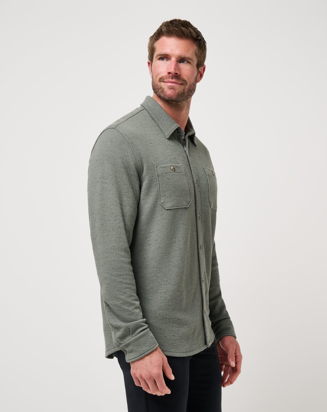 Men Cloud Waffle Shirt Jacket
