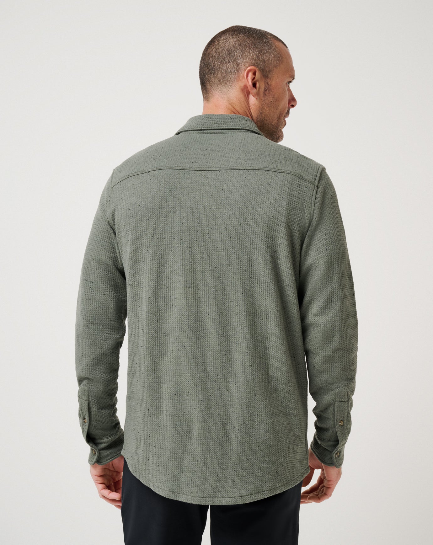 Men Cloud Waffle Shirt Jacket
