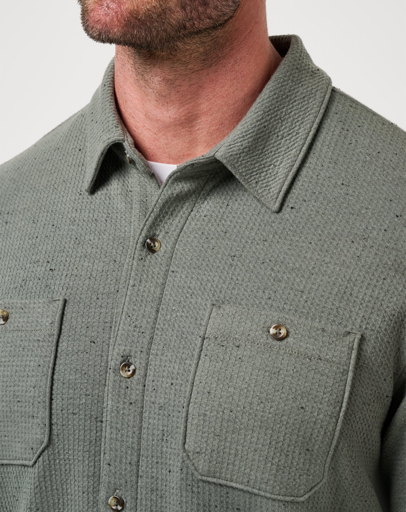 Men Cloud Waffle Shirt Jacket