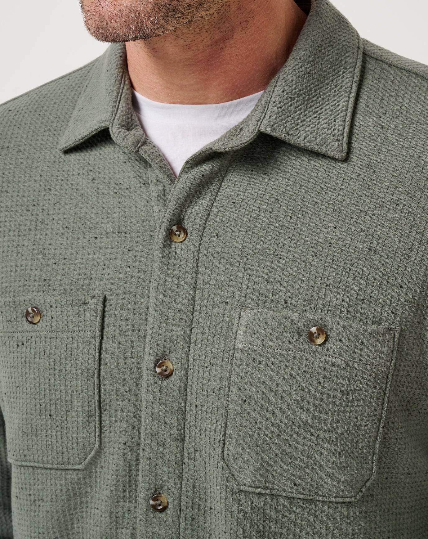Men Cloud Waffle Shirt Jacket