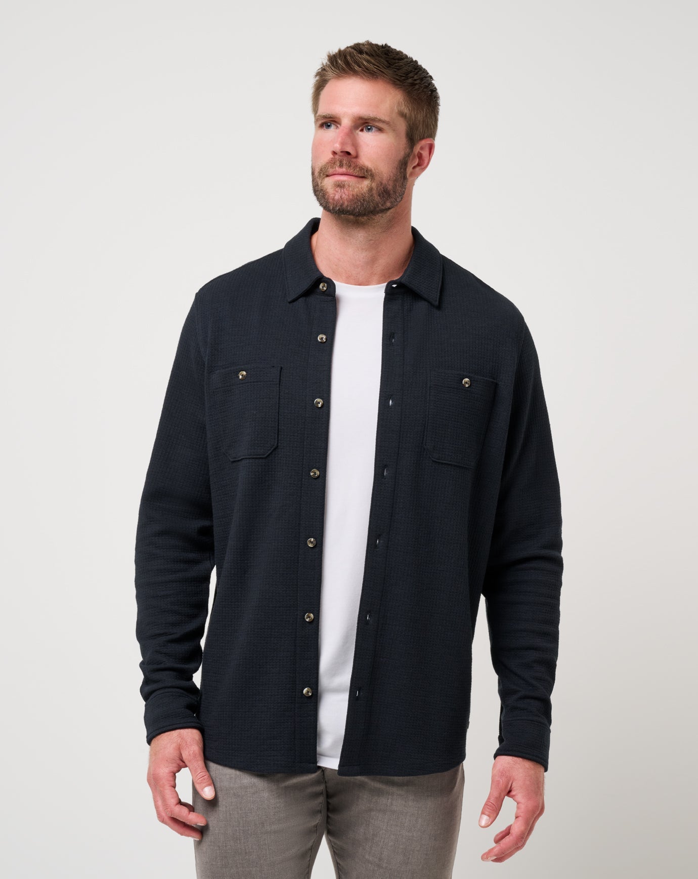 Men Cloud Waffle Shirt Jacket