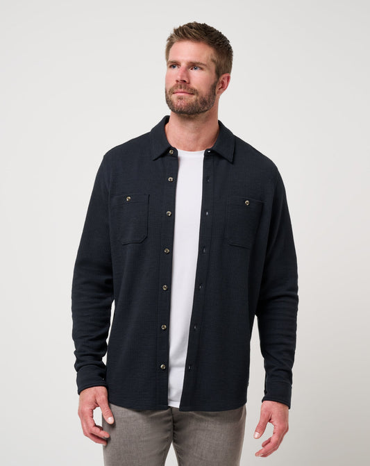 Men Cloud Waffle Shirt Jacket