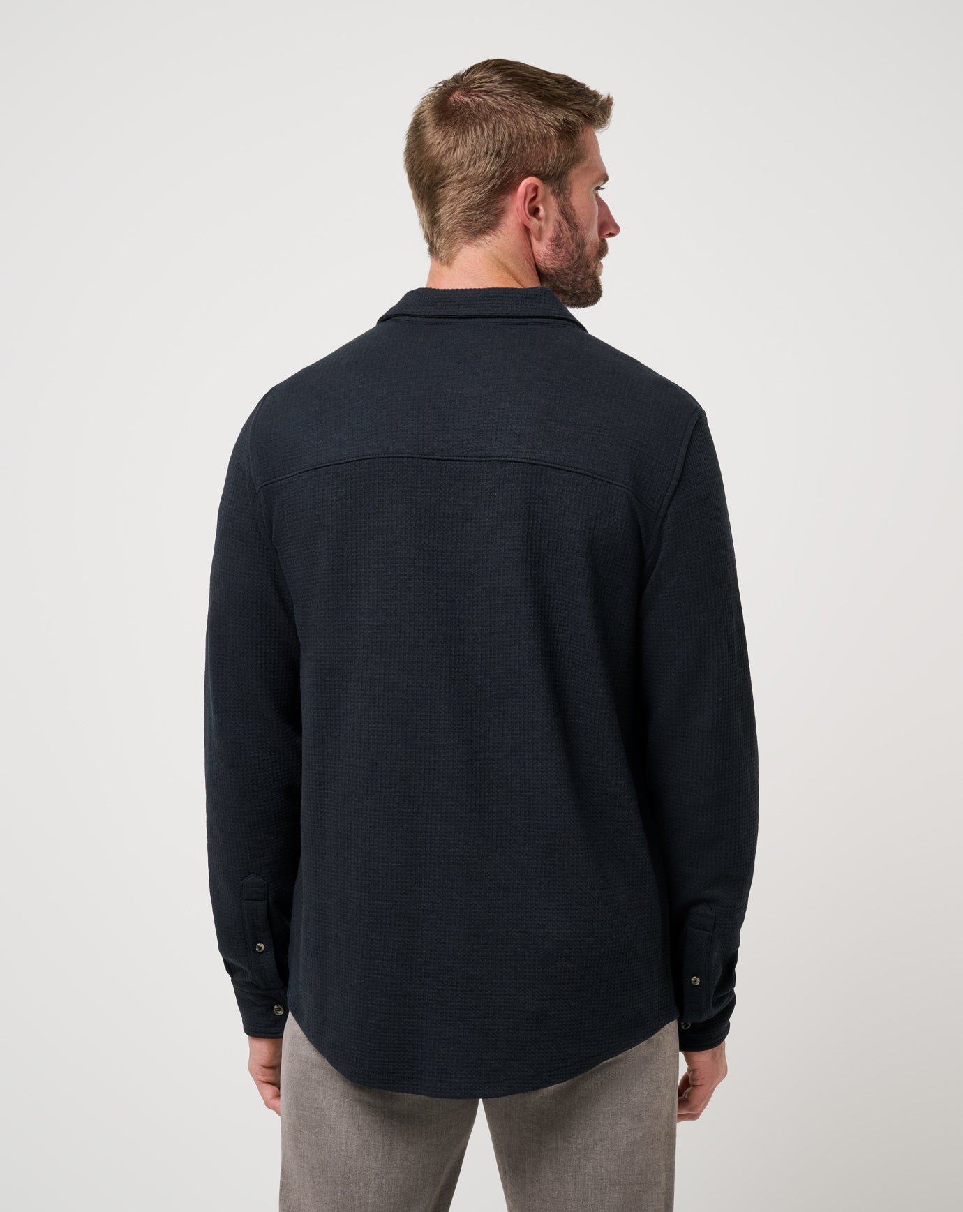 Men Cloud Waffle Shirt Jacket