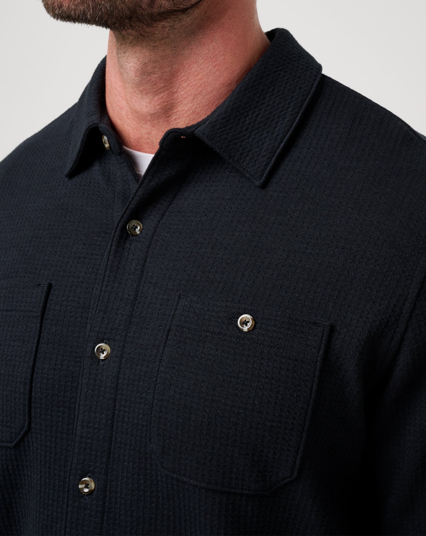Men Cloud Waffle Shirt Jacket