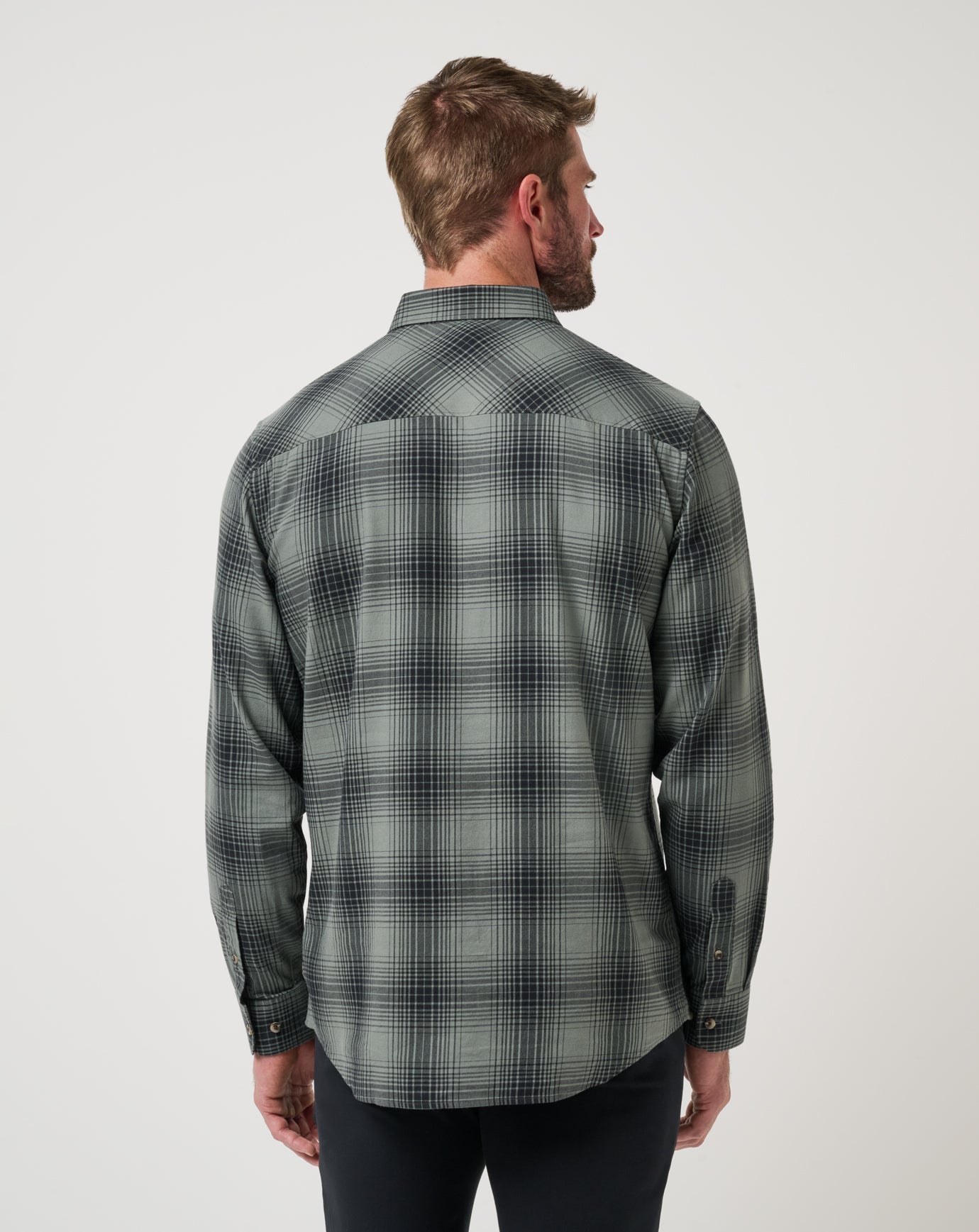 Men Cloud Flannel Plaid Button-Up