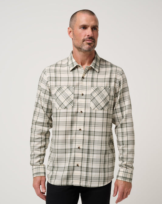 Men Cloud Flannel Plaid Button-Up
