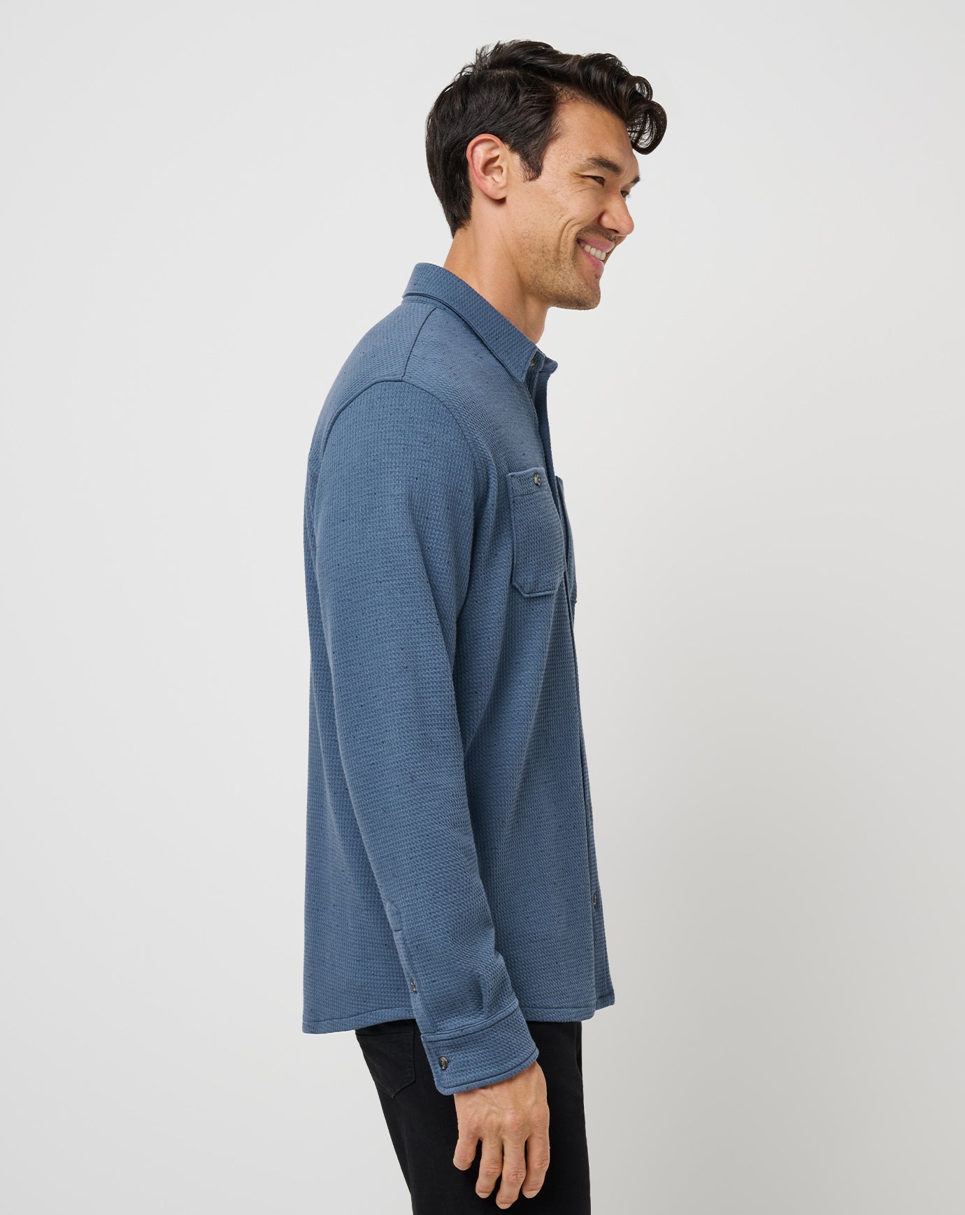 Men Cloud Waffle Shirt Jacket
