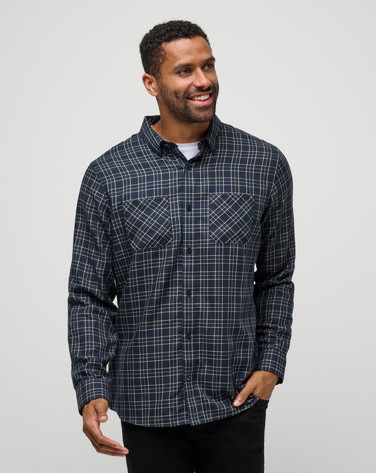 Men Cloud Flannel Plaid Button-Up