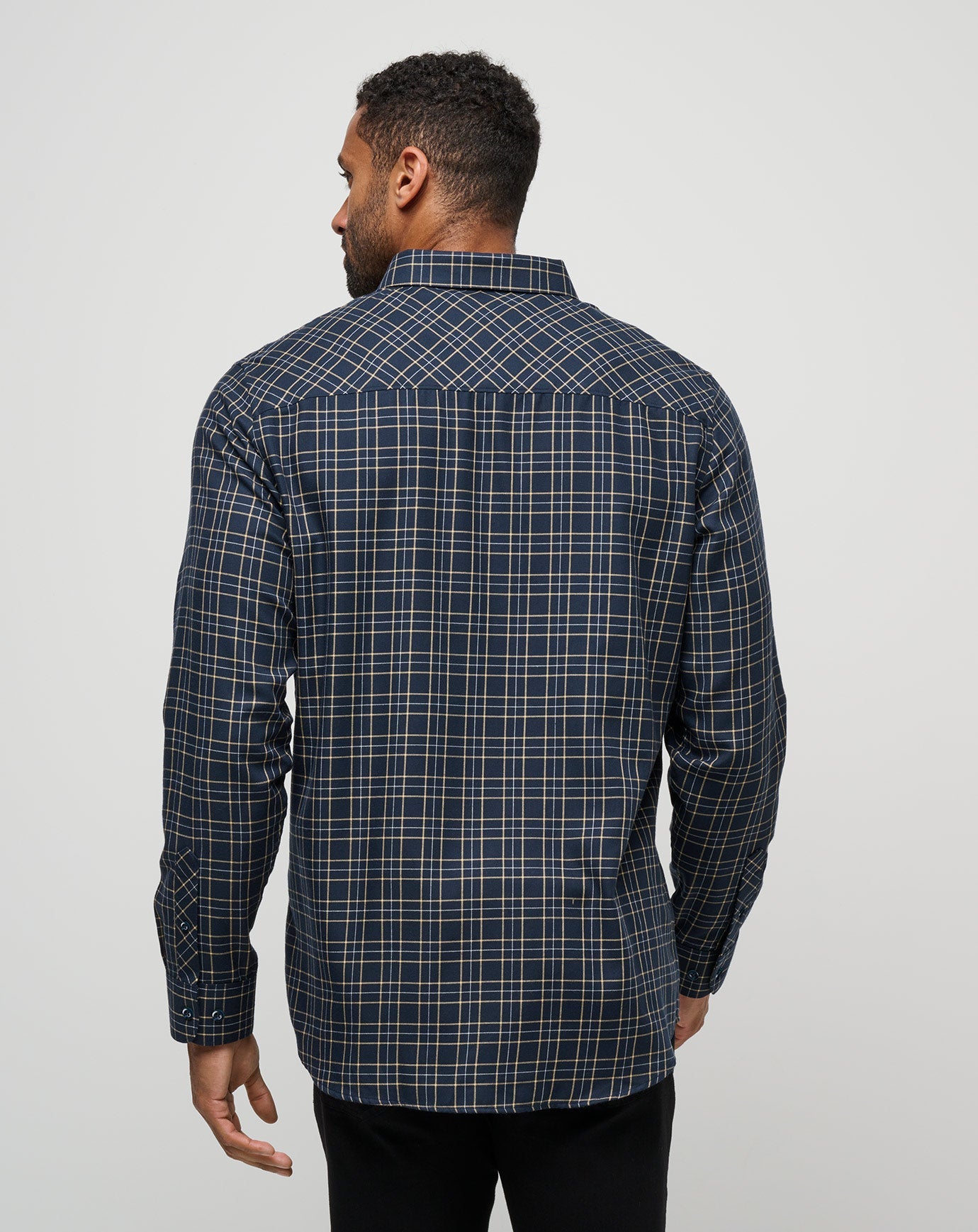 Men Cloud Flannel Plaid Button-Up