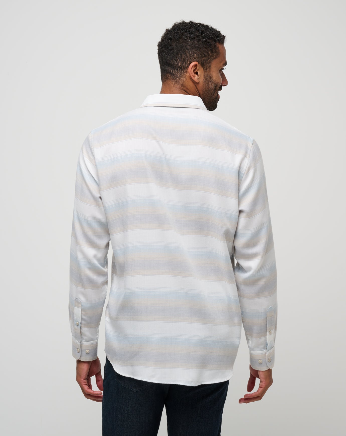 Men Cloud Flannel Stripe Button-Up