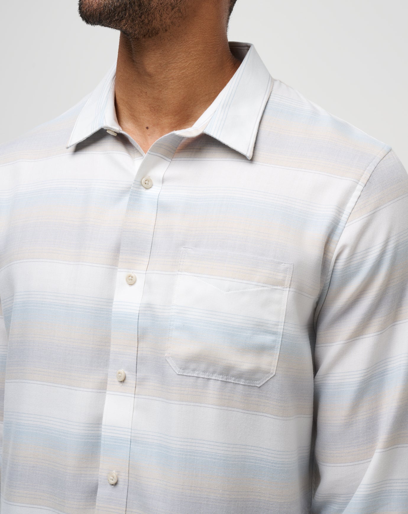 Men Cloud Flannel Stripe Button-Up