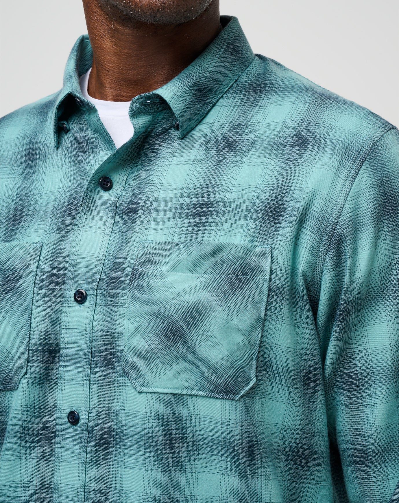 Men Cloud Flannel Plaid Button-Up