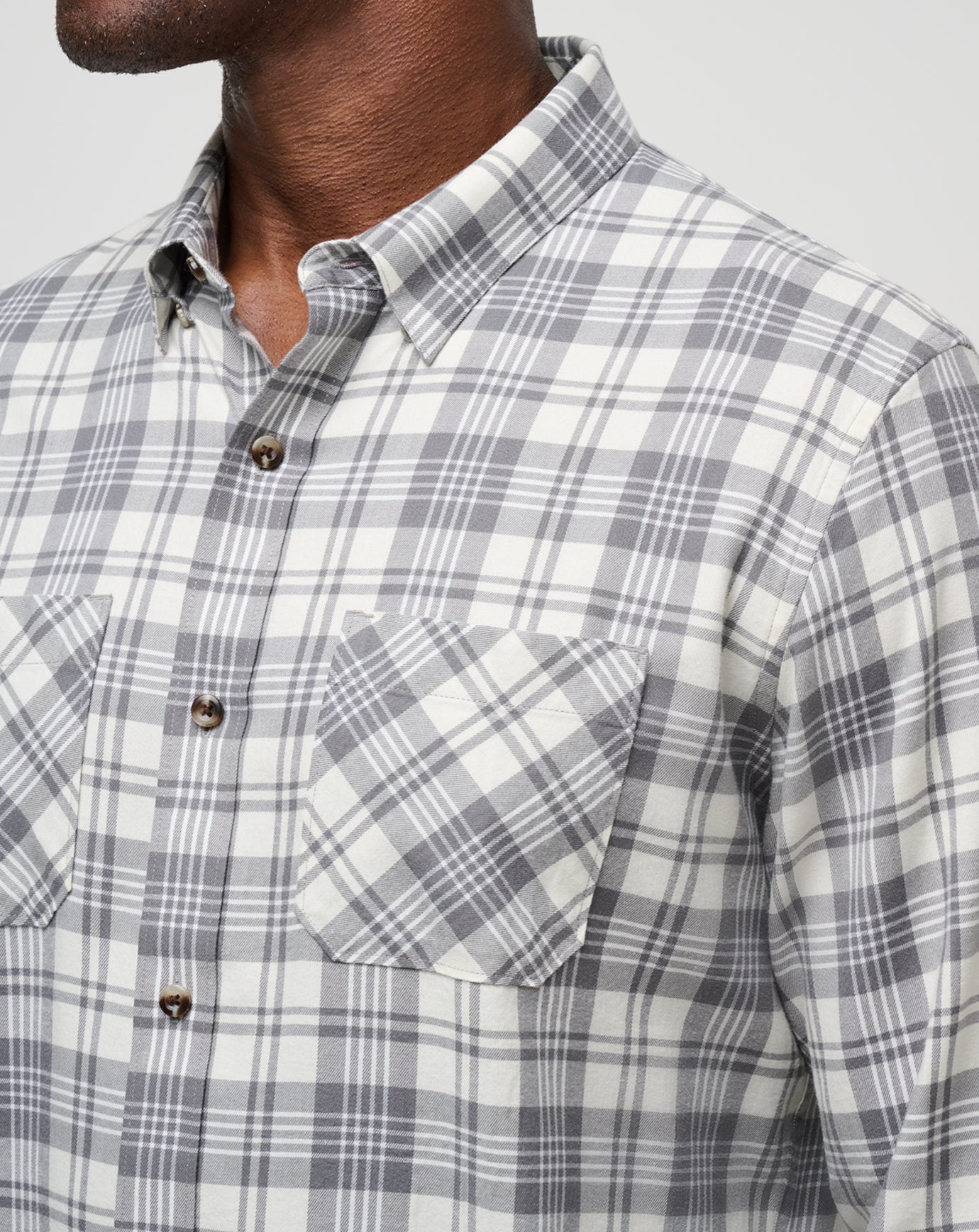 Men Cloud Flannel Plaid Button-Up