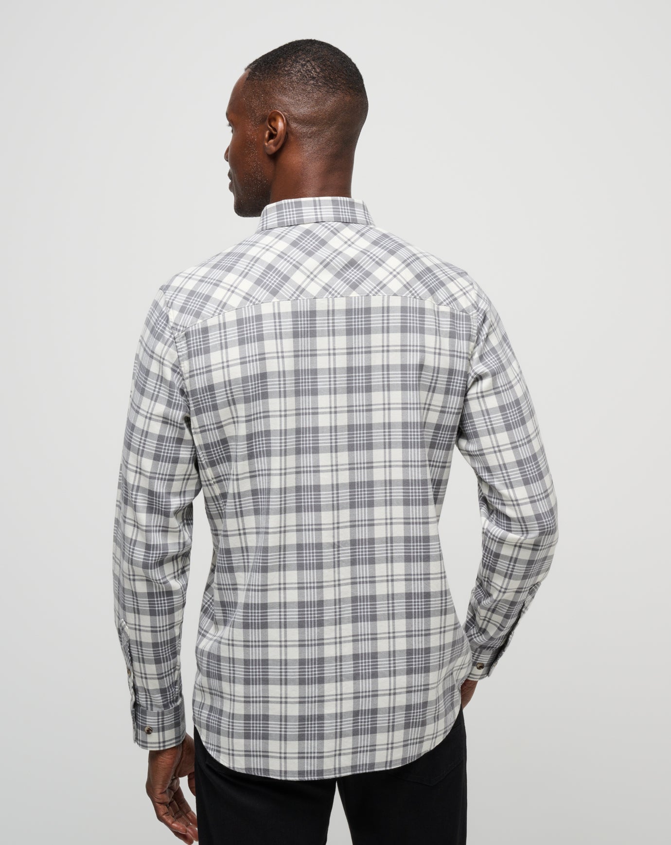 Men Cloud Flannel Plaid Button-Up