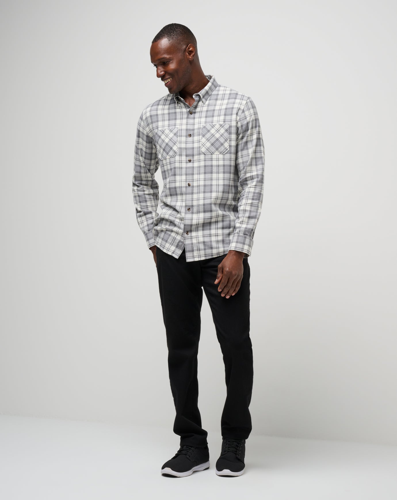 Men Cloud Flannel Plaid Button-Up