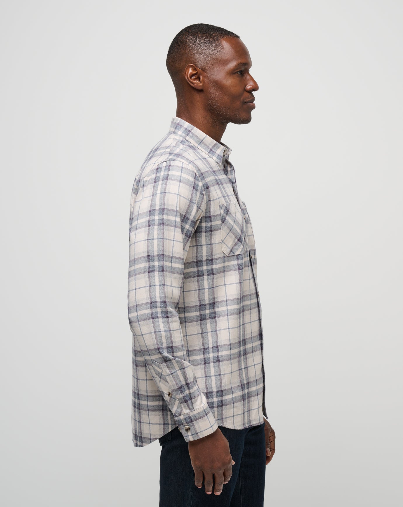 Men Cloud Flannel Plaid Button-Up