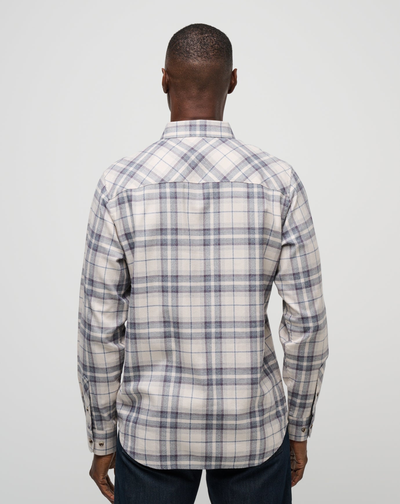 Men Cloud Flannel Plaid Button-Up