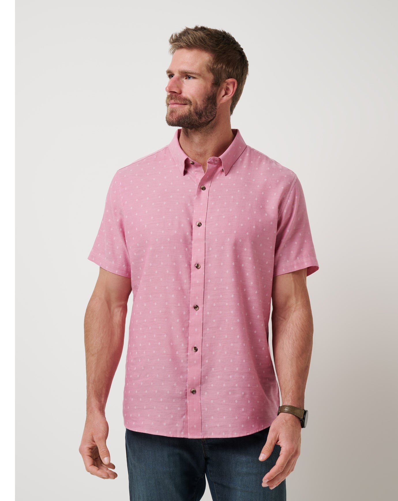 Men Early Check In Button-Up