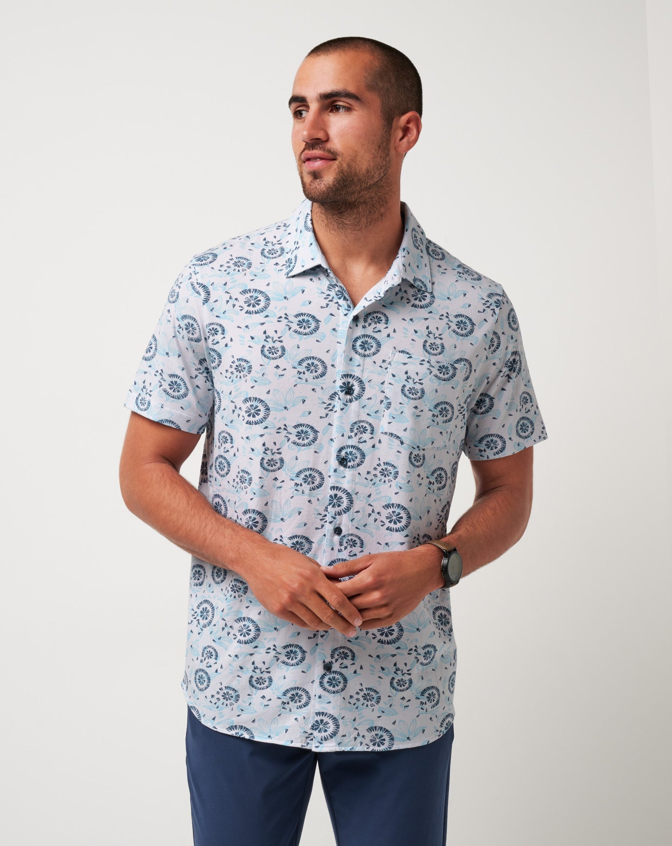 Men Knit Flourish Button-Up