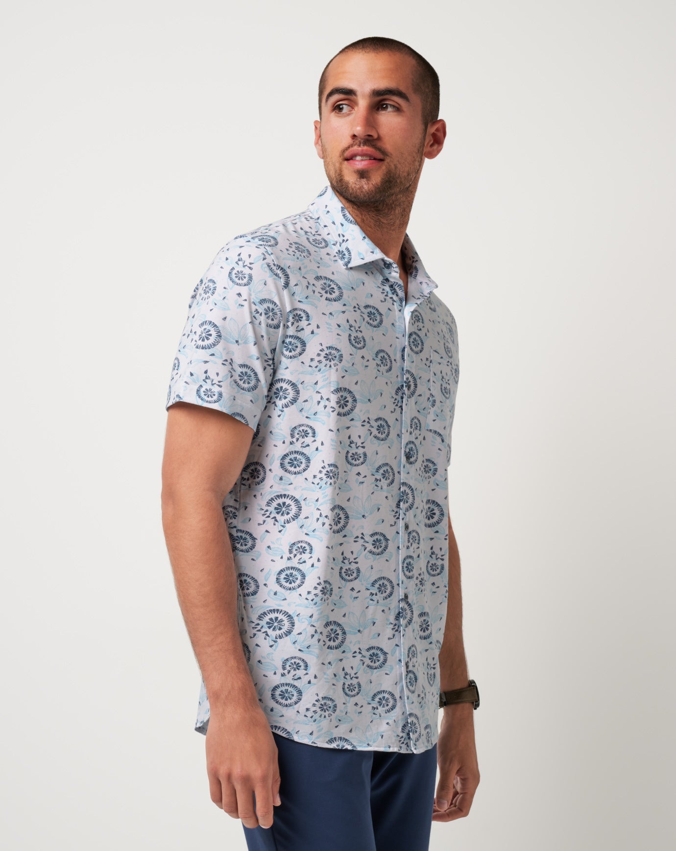 Men Knit Flourish Button-Up