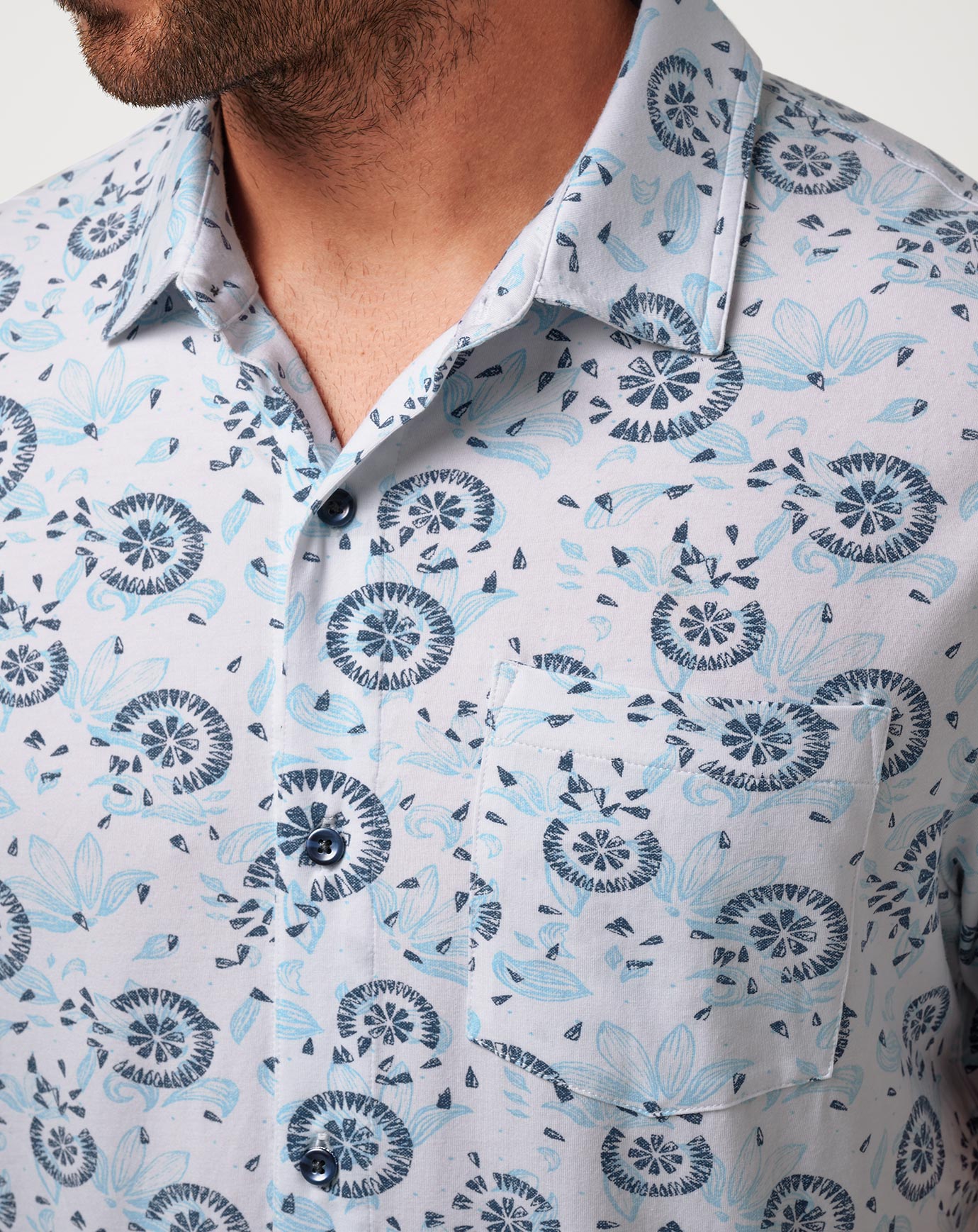 Men Knit Flourish Button-Up