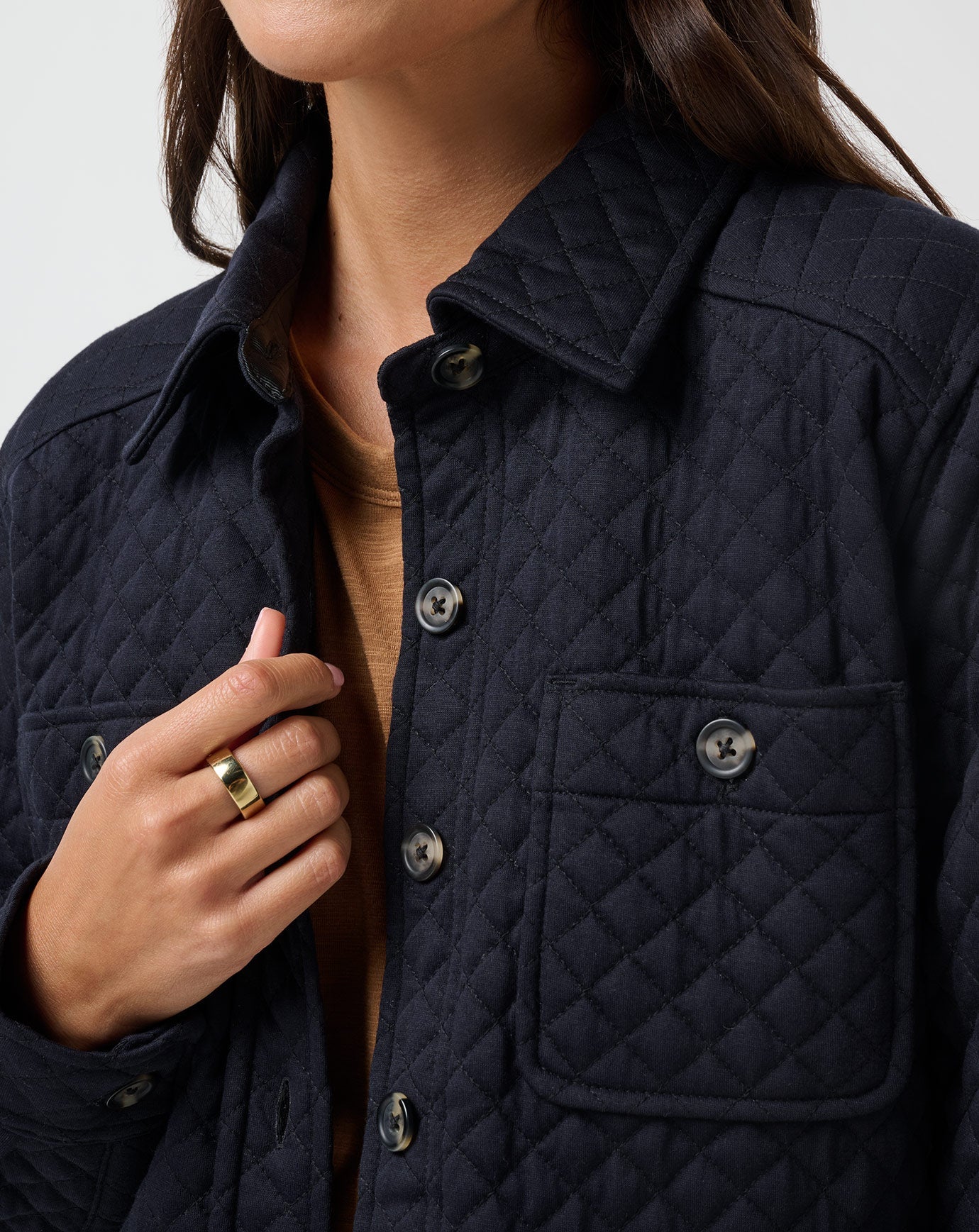 Women Diamond Quilted Shacket