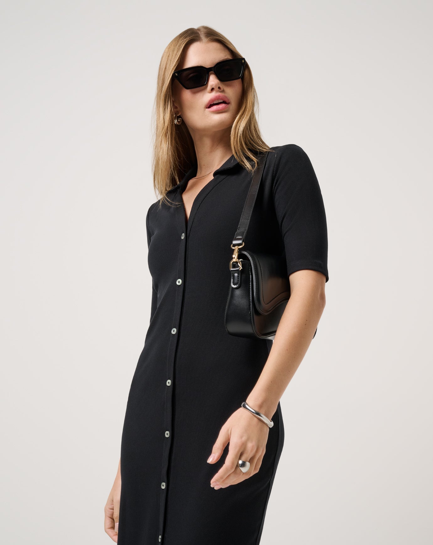Women Cloud Rib Polo Midi Dress