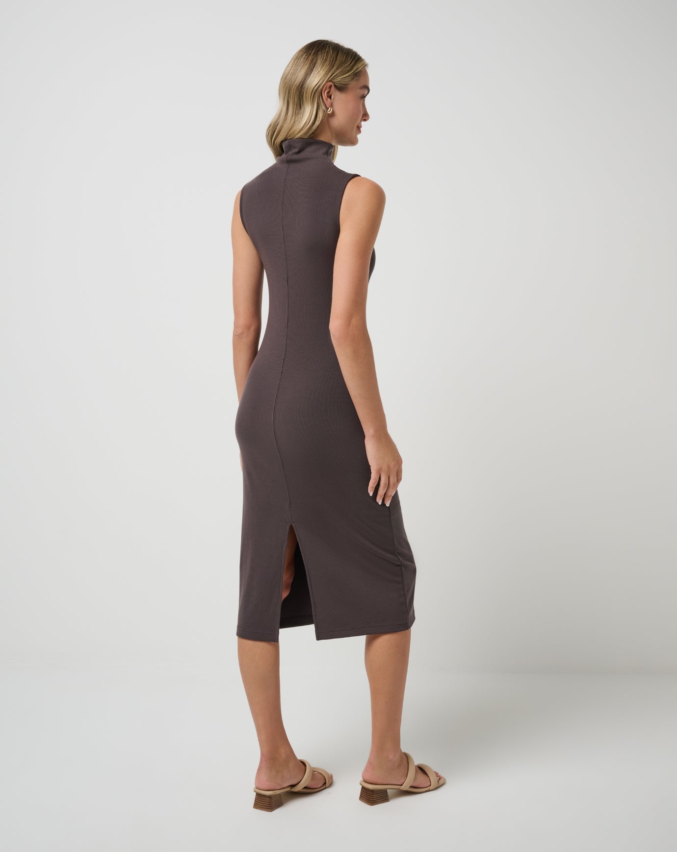 Women Cloud Rib Mock Neck Dress