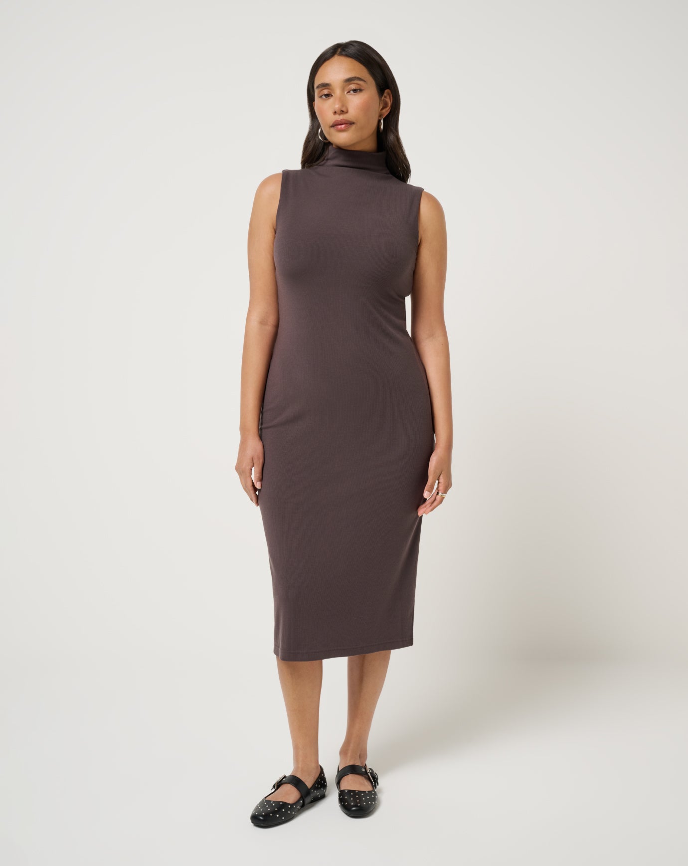Women Cloud Rib Mock Neck Dress